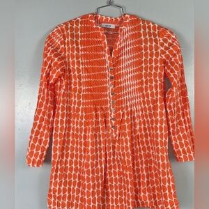 Snapdragon Orange & White Blouse 🤍🧡 ✨ New Without Tag ✨